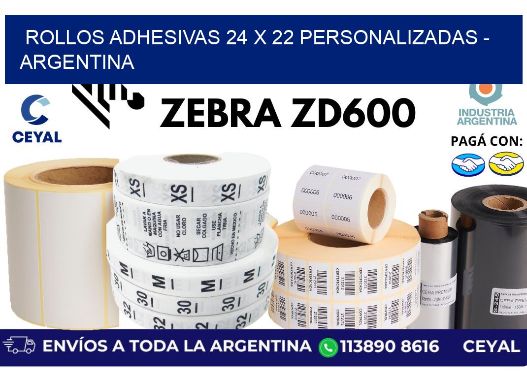 rollos adhesivas 24 x 22 personalizadas - Argentina