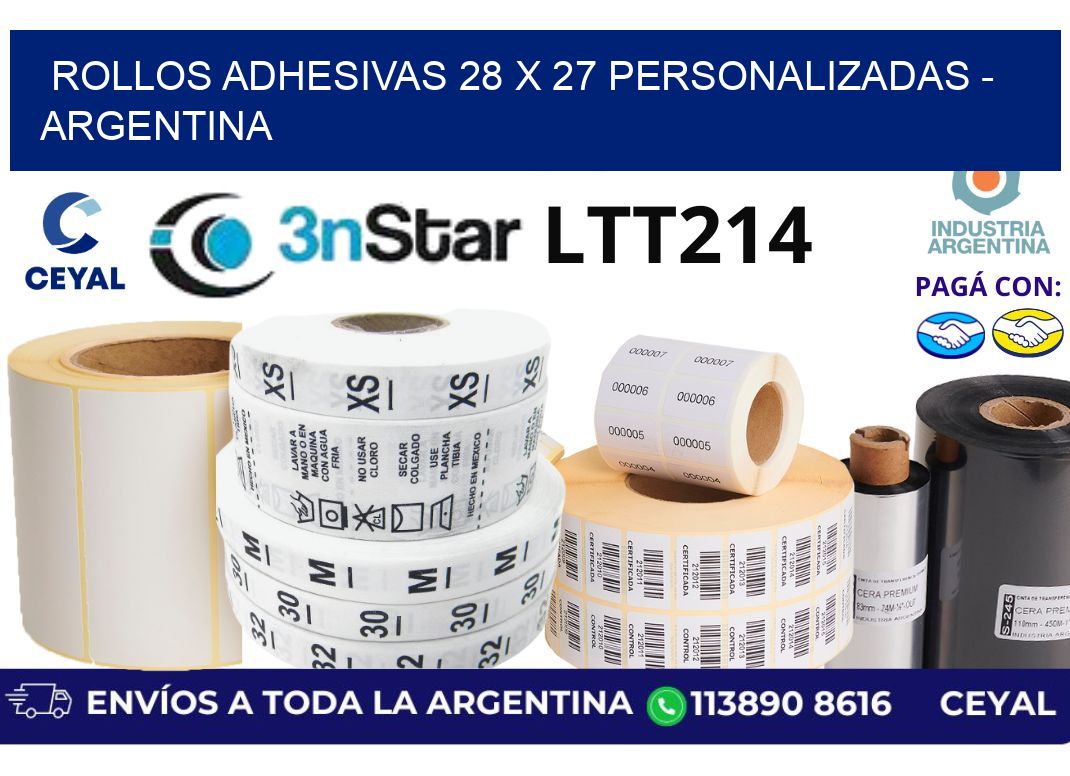 rollos adhesivas 28 x 27 personalizadas - Argentina