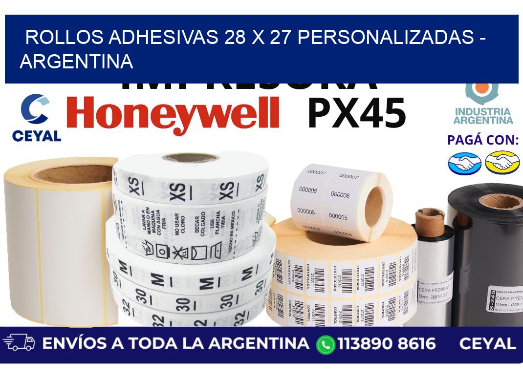 rollos adhesivas 28 x 27 personalizadas – Argentina