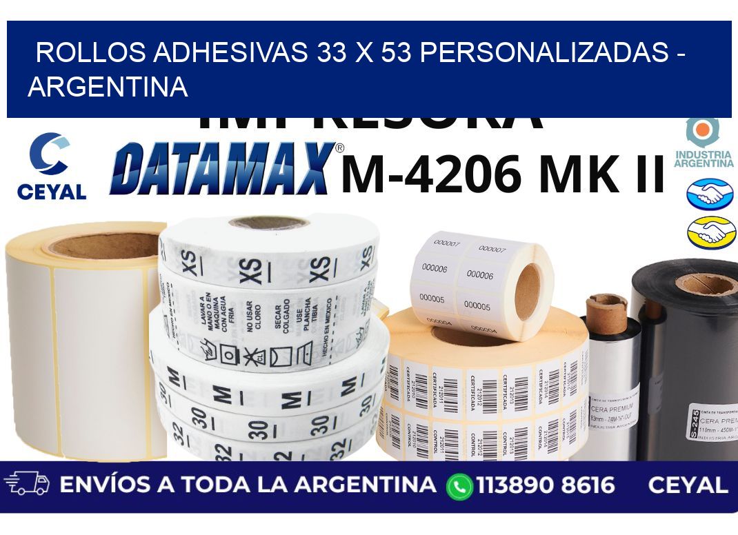 rollos adhesivas 33 x 53 personalizadas - Argentina