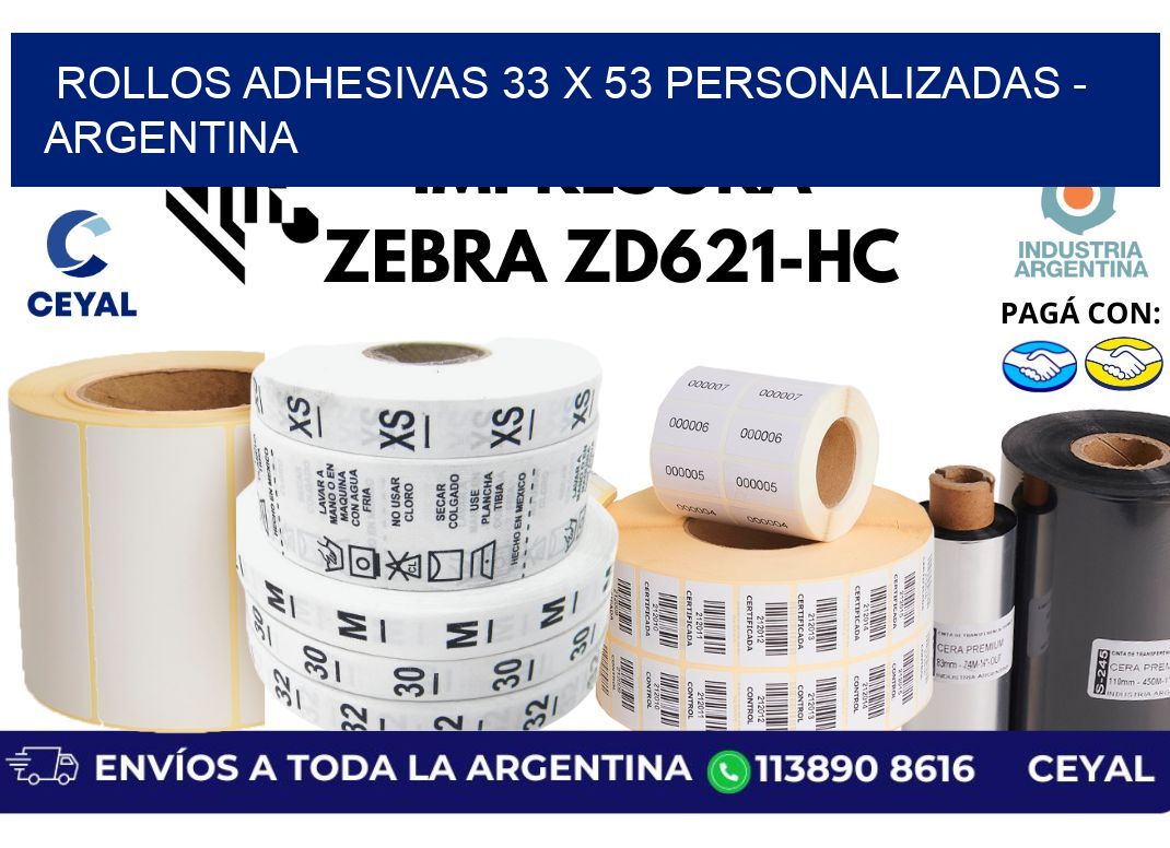 rollos adhesivas 33 x 53 personalizadas – Argentina
