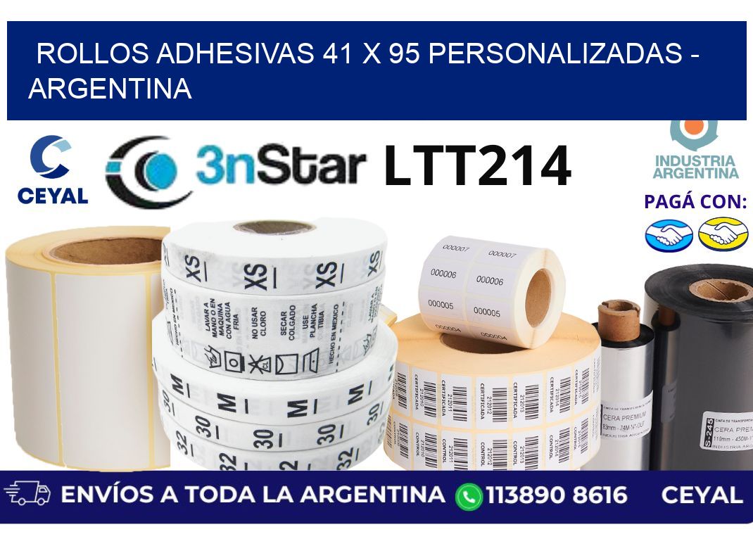 rollos adhesivas 41 x 95 personalizadas – Argentina