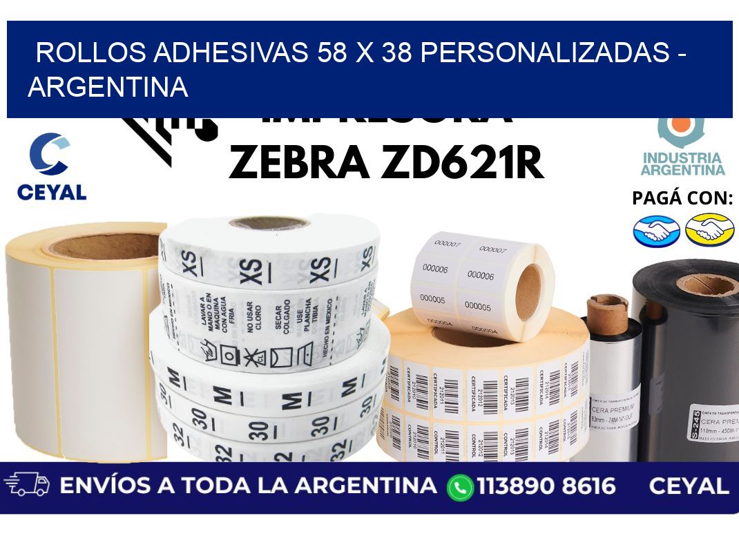 rollos adhesivas 58 x 38 personalizadas - Argentina