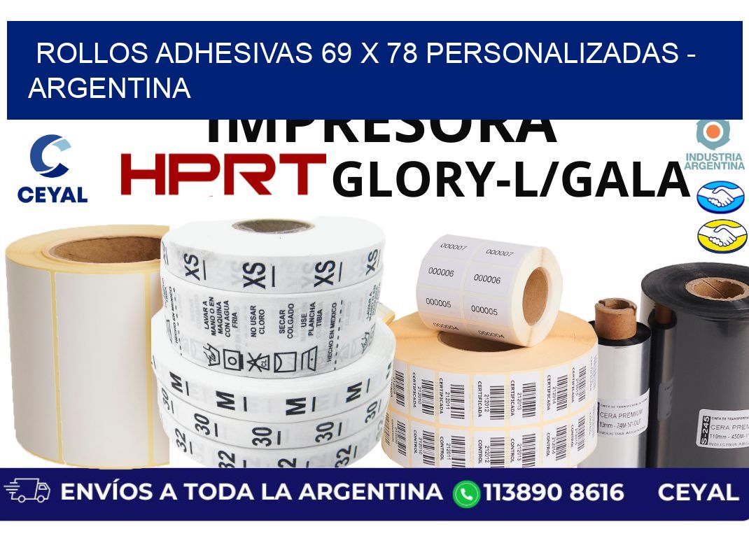 rollos adhesivas 69 x 78 personalizadas - Argentina