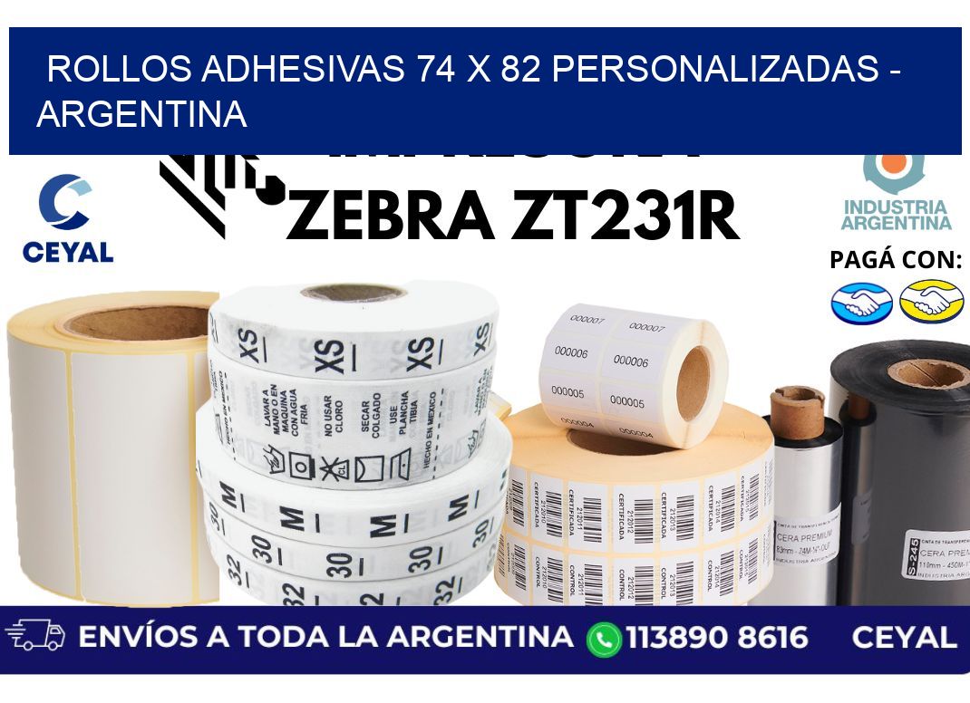 rollos adhesivas 74 x 82 personalizadas - Argentina