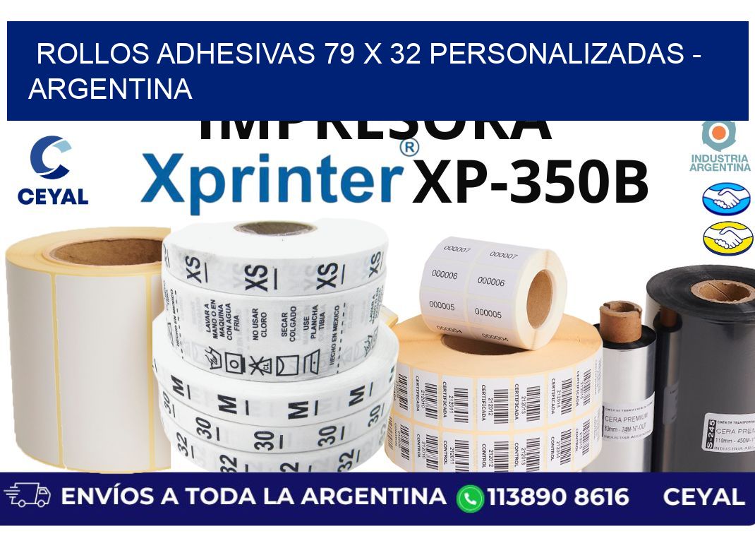 rollos adhesivas 79 x 32 personalizadas - Argentina