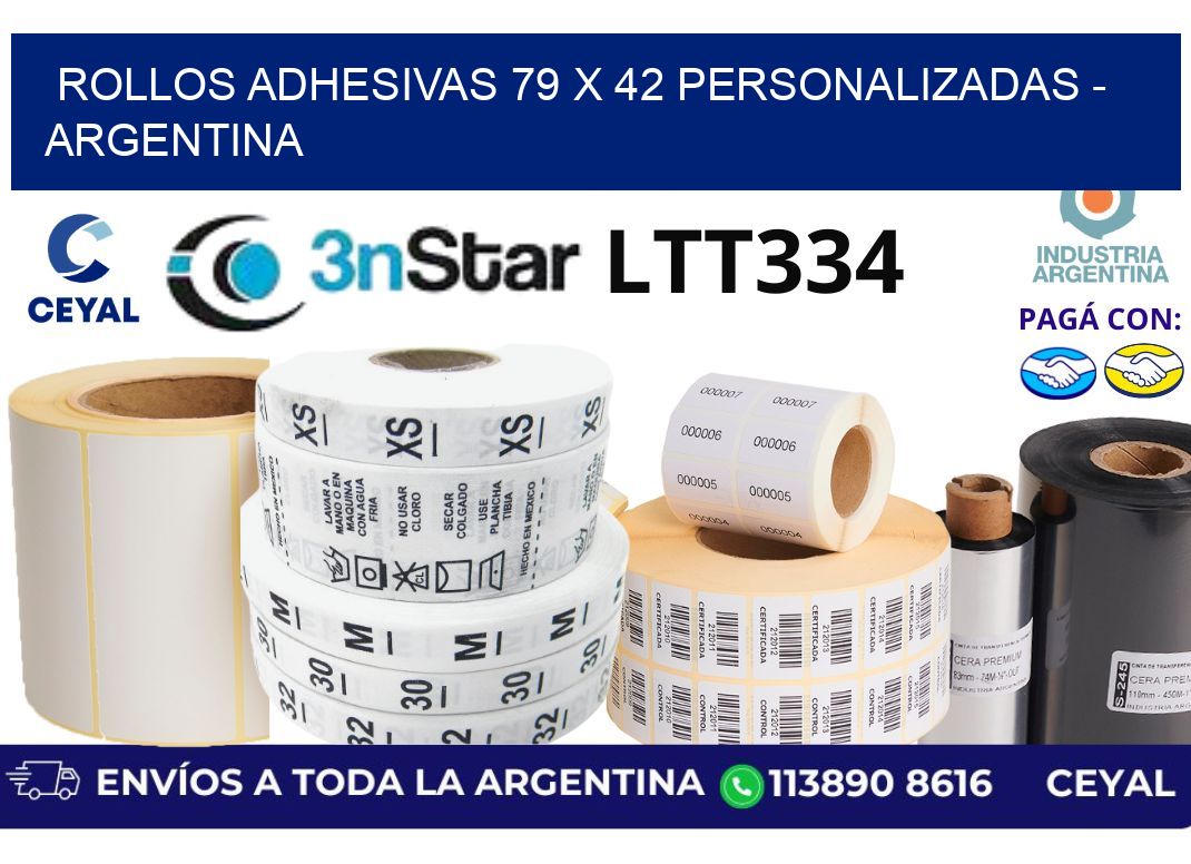 rollos adhesivas 79 x 42 personalizadas - Argentina