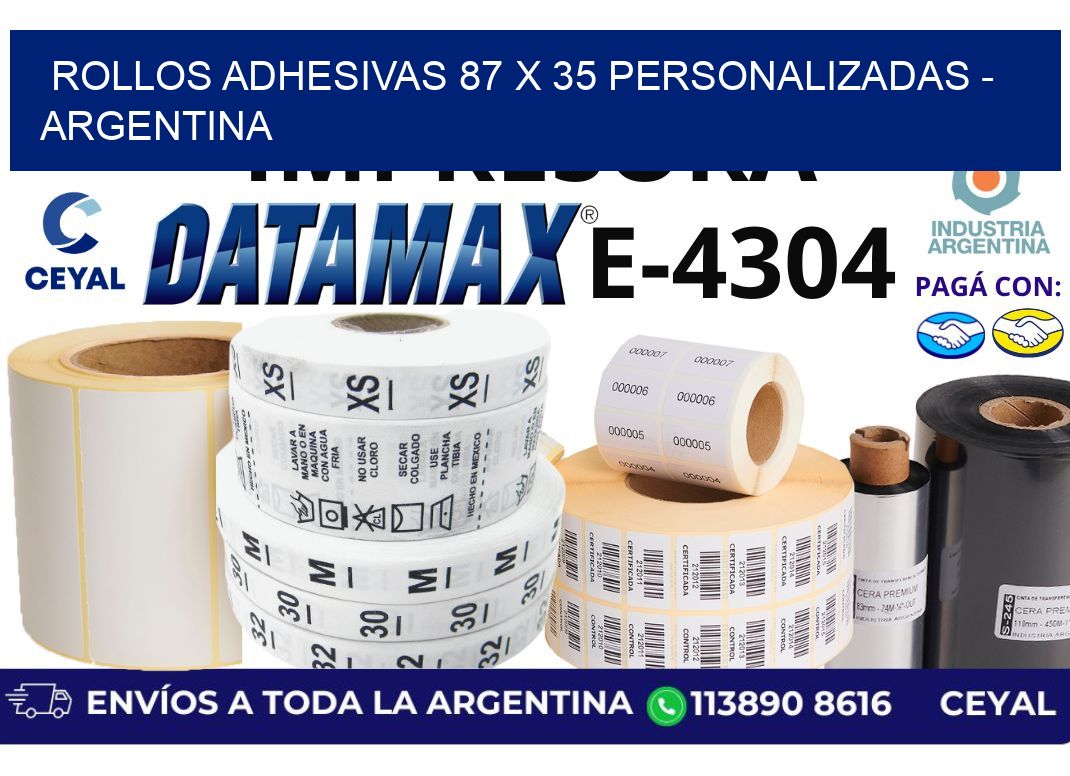 rollos adhesivas 87 x 35 personalizadas - Argentina