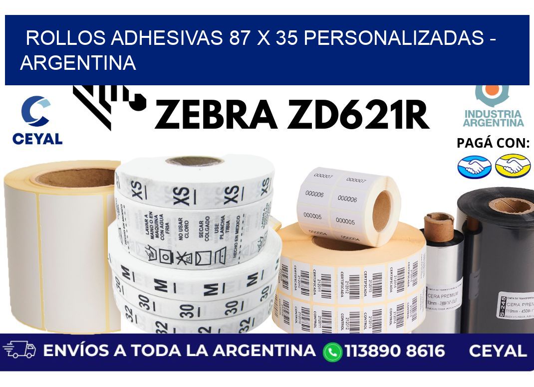 rollos adhesivas 87 x 35 personalizadas – Argentina