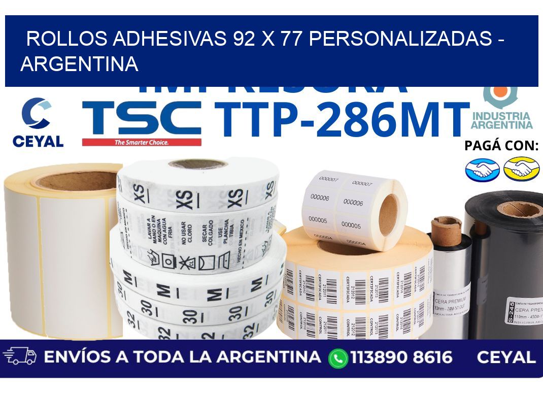 rollos adhesivas 92 x 77 personalizadas - Argentina