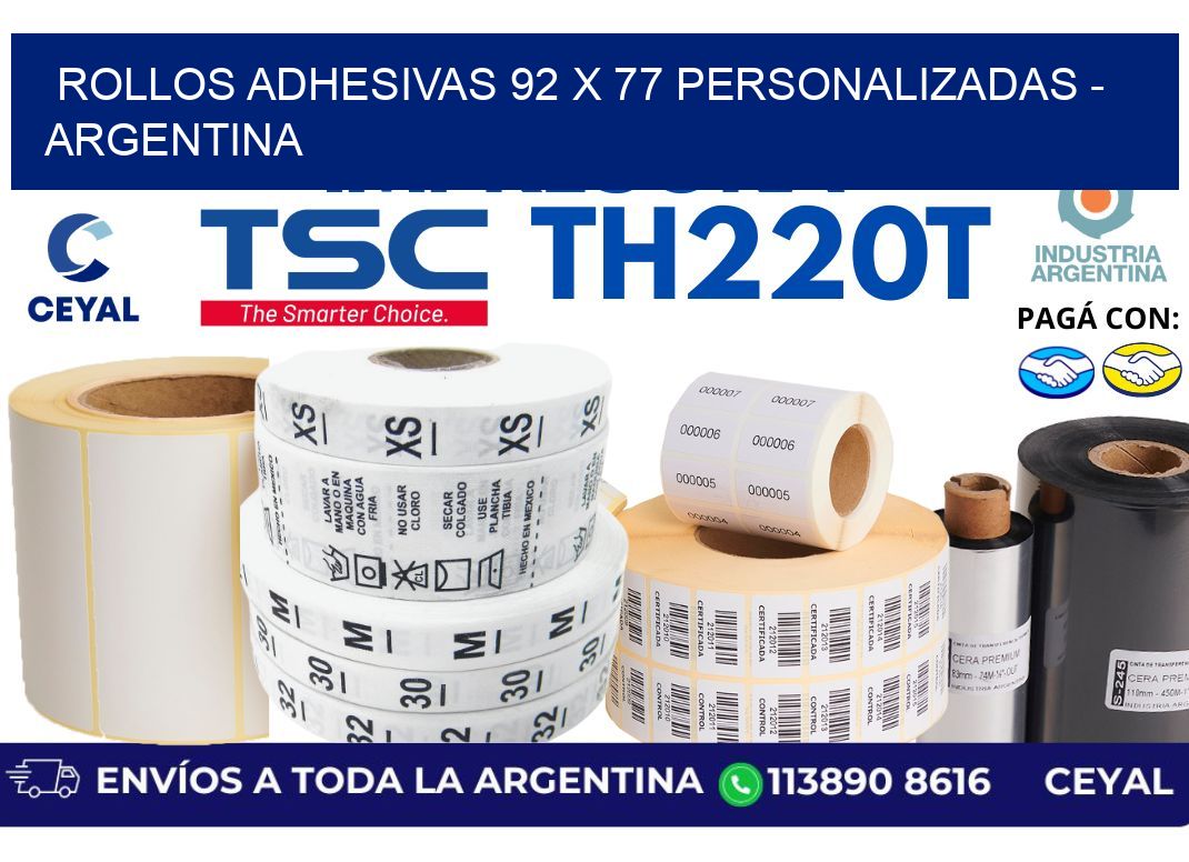 rollos adhesivas 92 x 77 personalizadas – Argentina