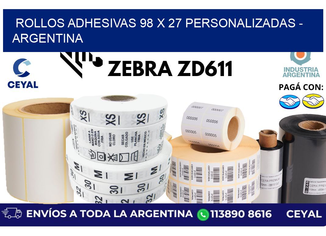 rollos adhesivas 98 x 27 personalizadas – Argentina