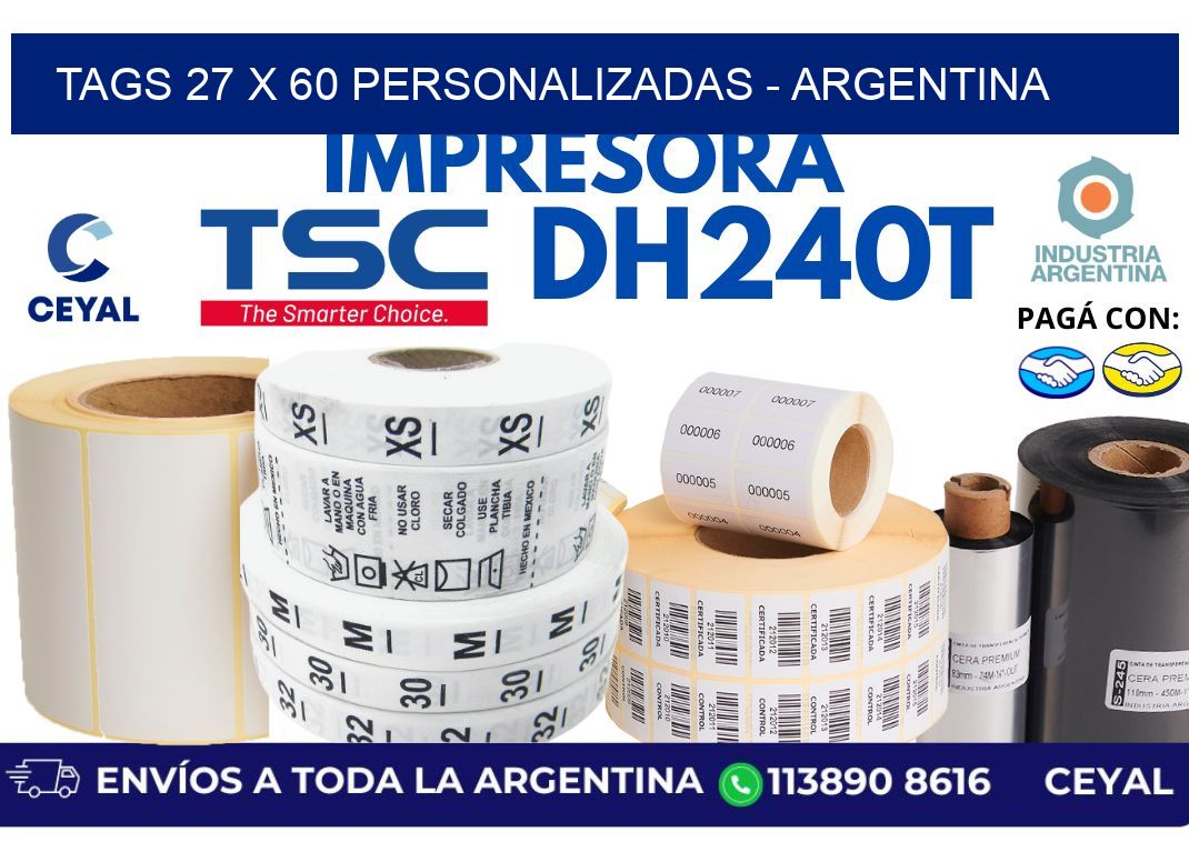 tags 27 x 60 personalizadas - Argentina
