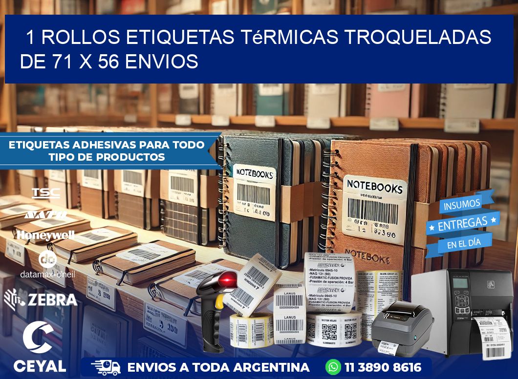 1 Rollos Etiquetas Térmicas Troqueladas De 71 x 56 ENVIOS