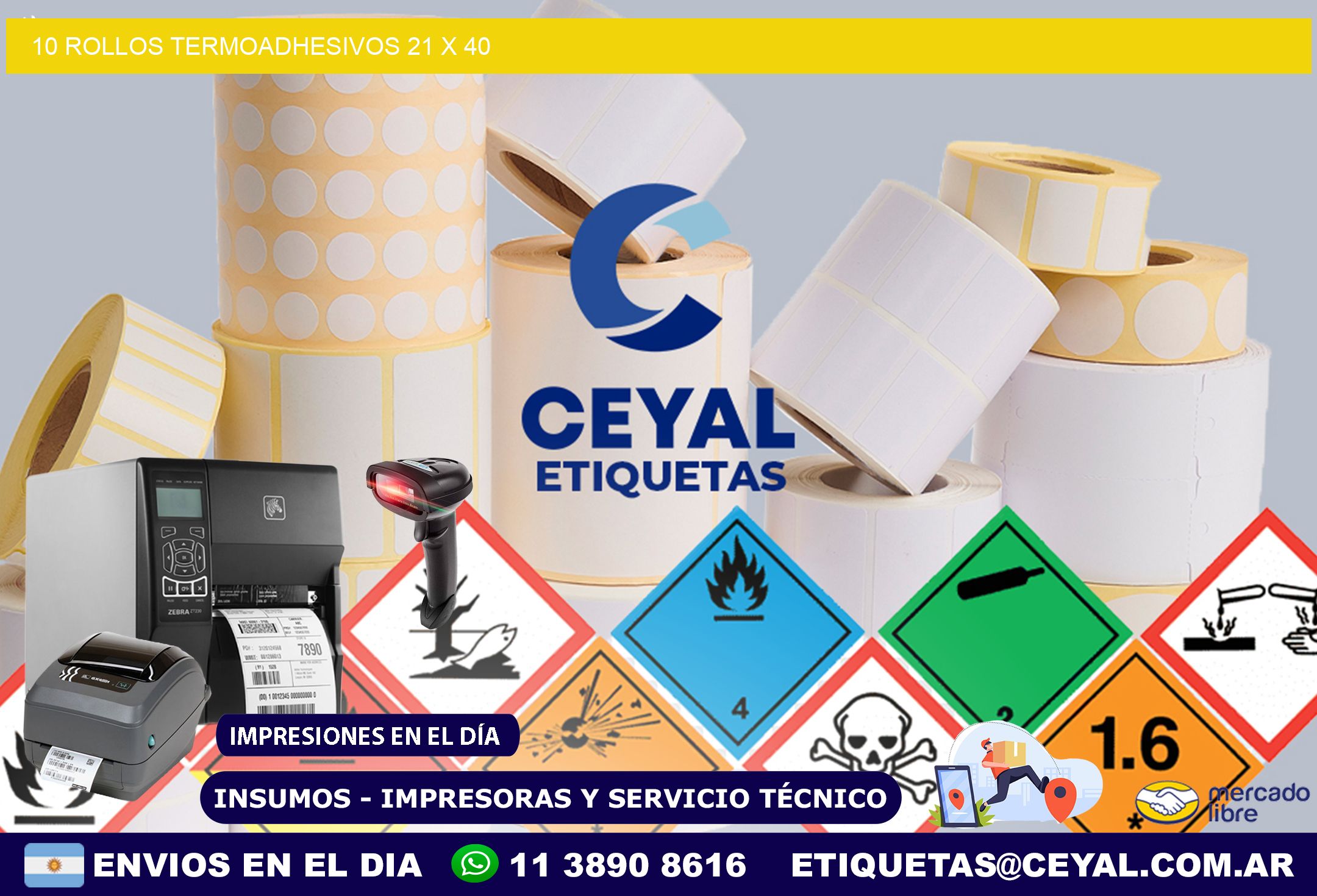 10 ROLLOS TERMOADHESIVOS 21 x 40
