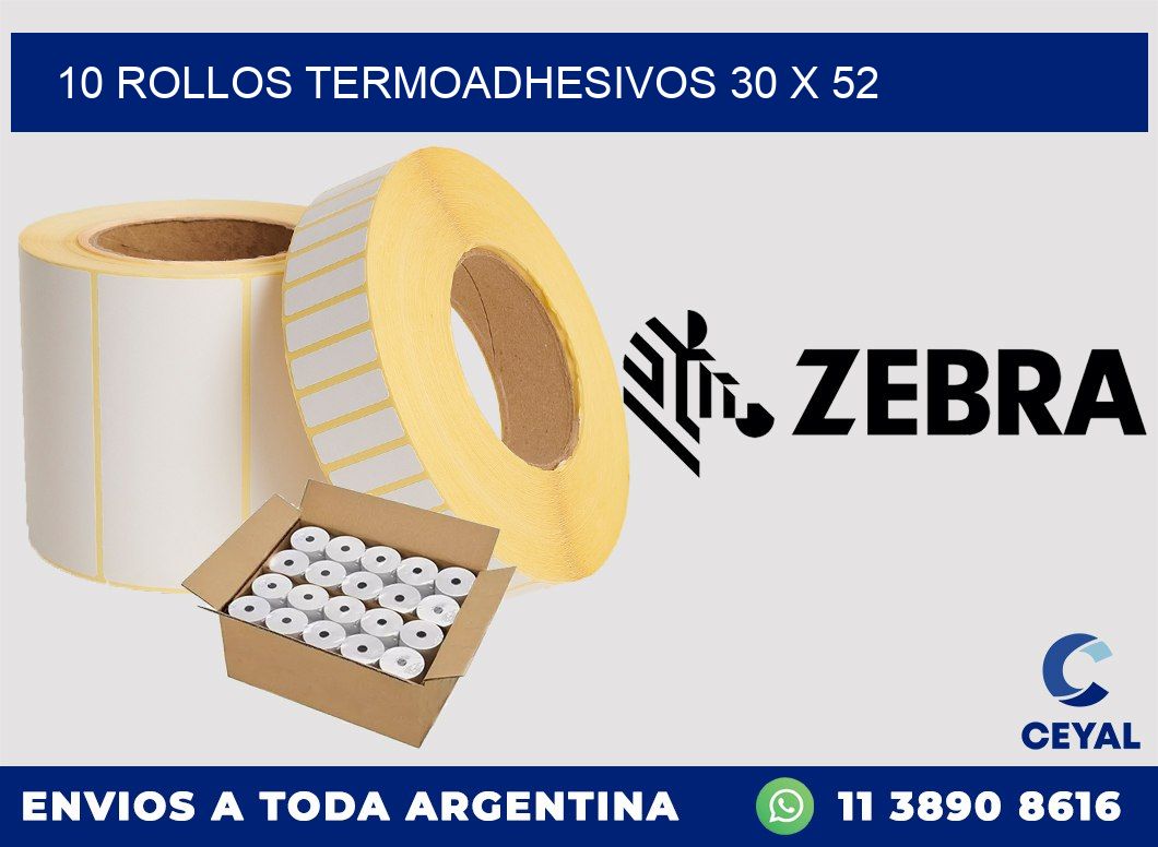10 ROLLOS TERMOADHESIVOS 30 x 52