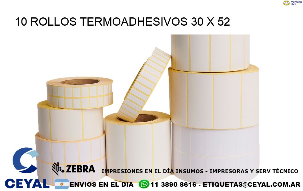 10 ROLLOS TERMOADHESIVOS 30 x 52
