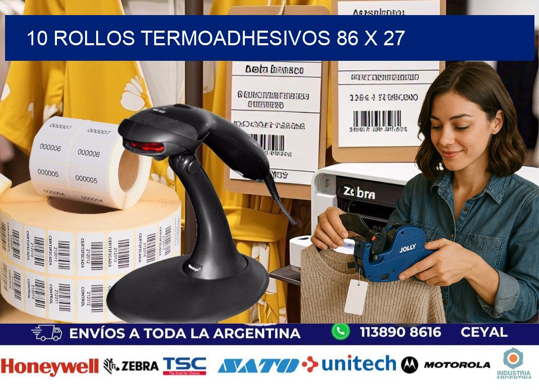 10 ROLLOS TERMOADHESIVOS 86 x 27