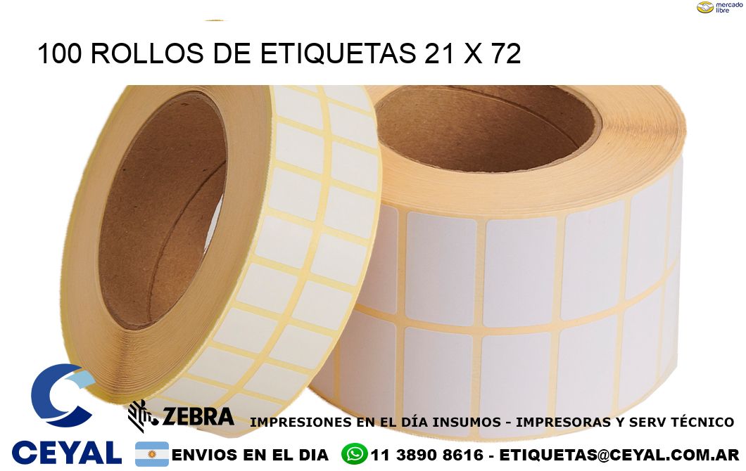100 ROLLOS DE ETIQUETAS 21 x 72