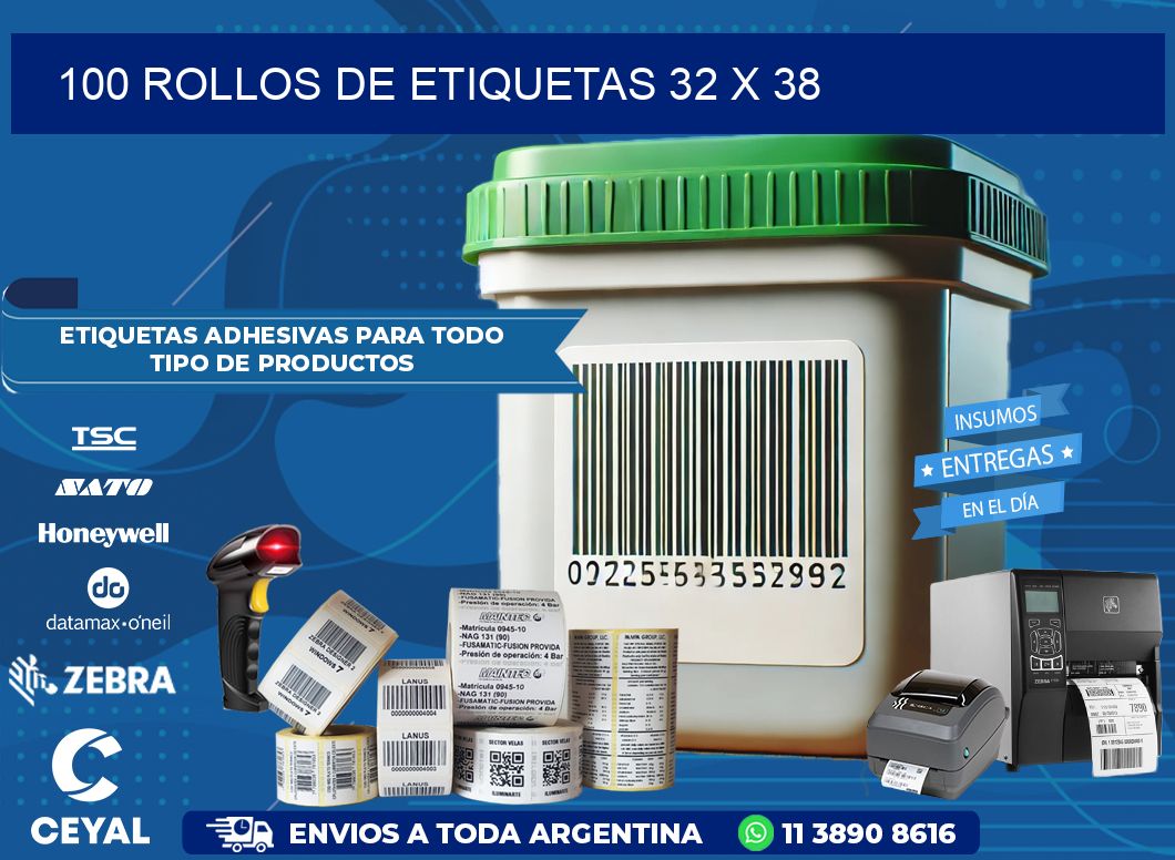 100 ROLLOS DE ETIQUETAS 32 x 38