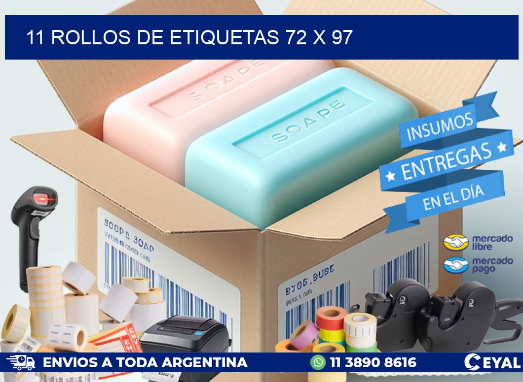11 ROLLOS DE ETIQUETAS 72 x 97