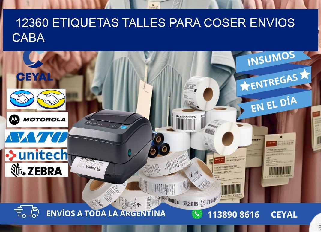 12360 ETIQUETAS TALLES PARA COSER ENVIOS CABA