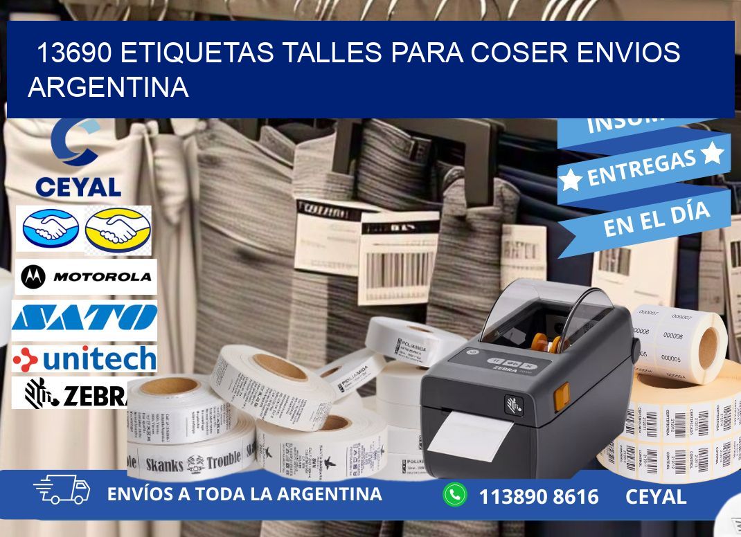 13690 ETIQUETAS TALLES PARA COSER ENVIOS ARGENTINA