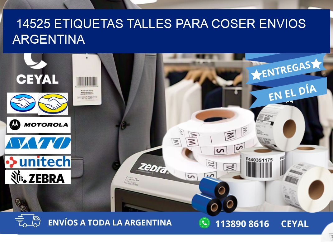 14525 ETIQUETAS TALLES PARA COSER ENVIOS ARGENTINA