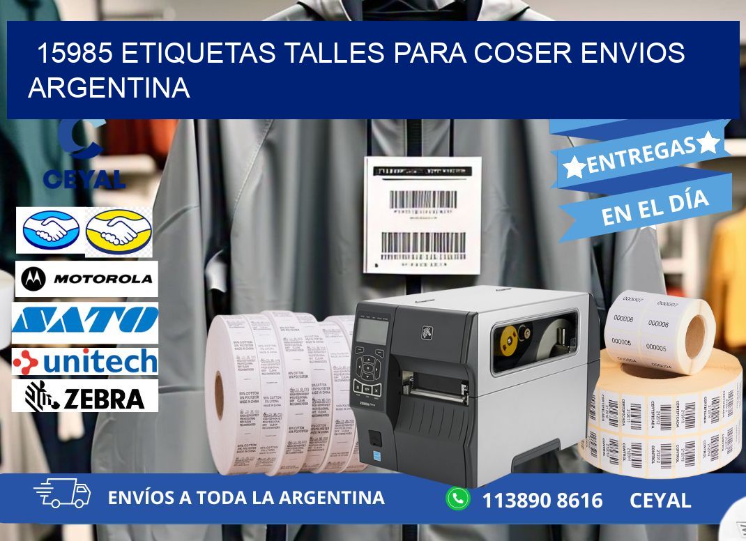15985 ETIQUETAS TALLES PARA COSER ENVIOS ARGENTINA