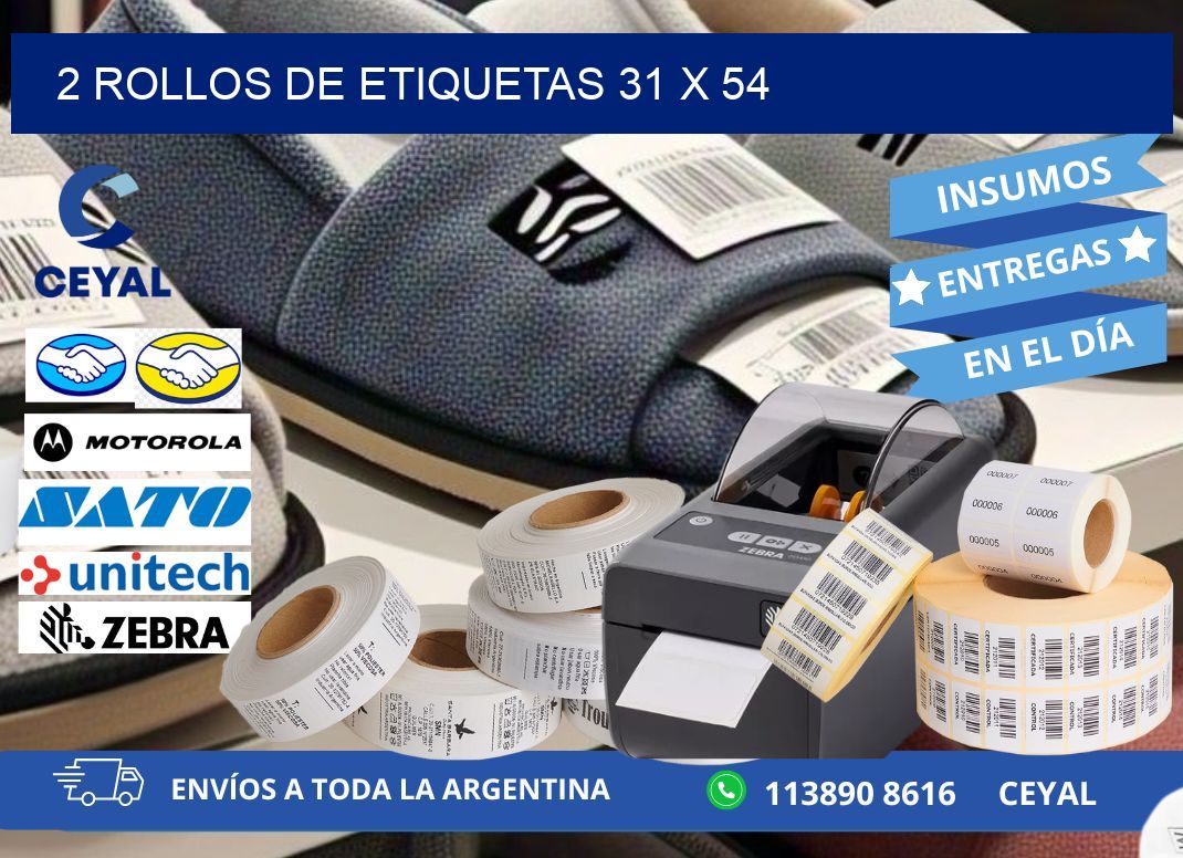 2 ROLLOS DE ETIQUETAS 31 x 54