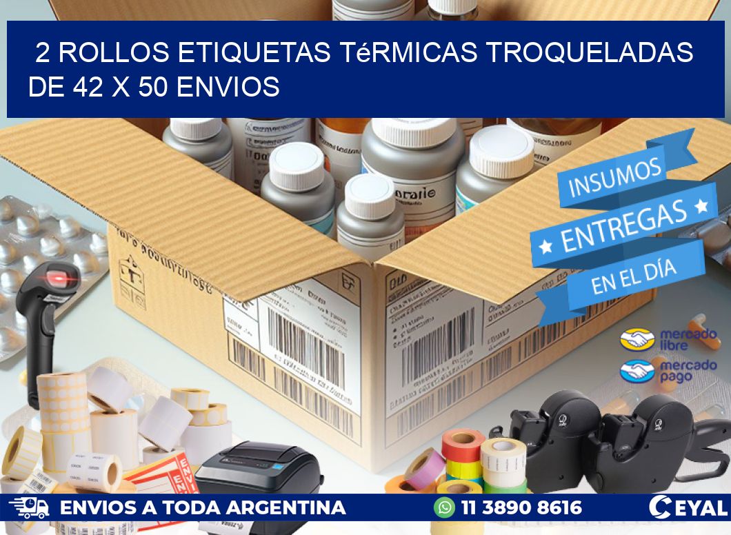 2 Rollos Etiquetas Térmicas Troqueladas De 42 x 50 ENVIOS
