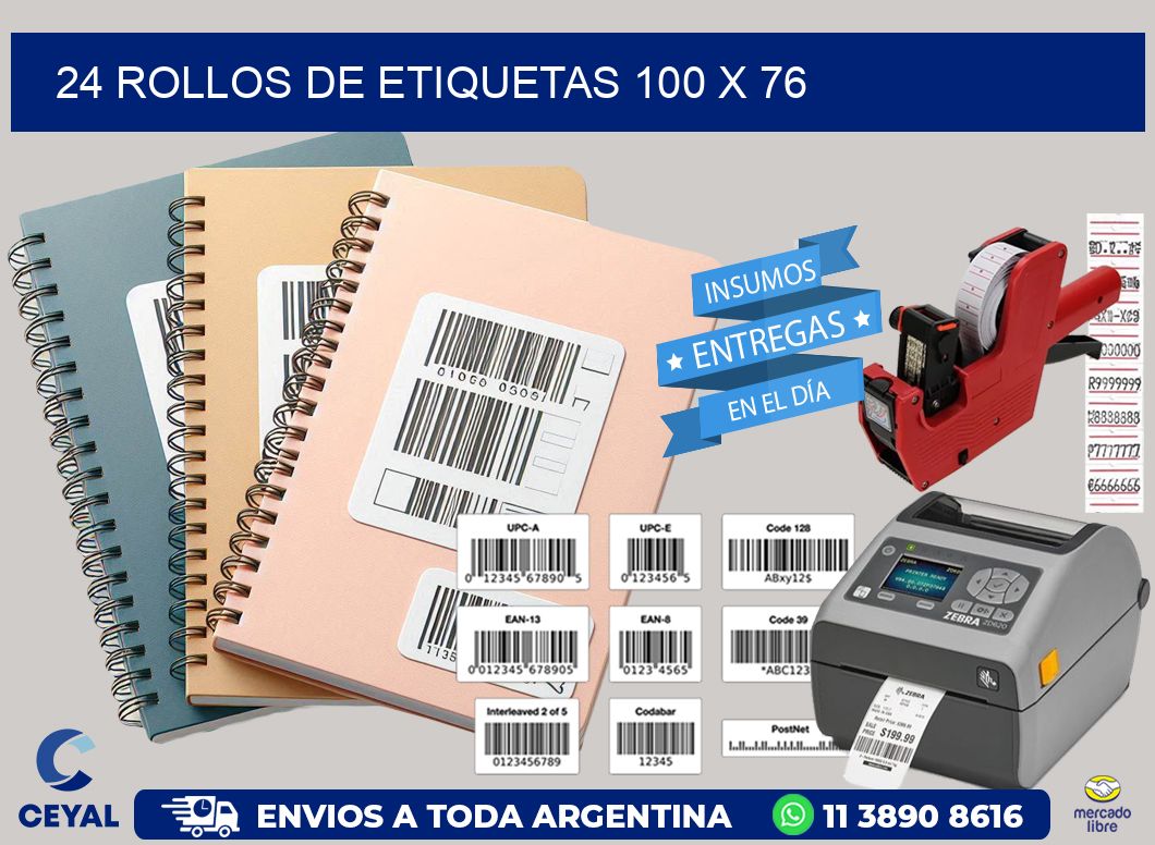 24 ROLLOS DE ETIQUETAS 100 x 76