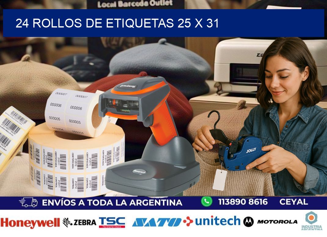 24 ROLLOS DE ETIQUETAS 25 x 31
