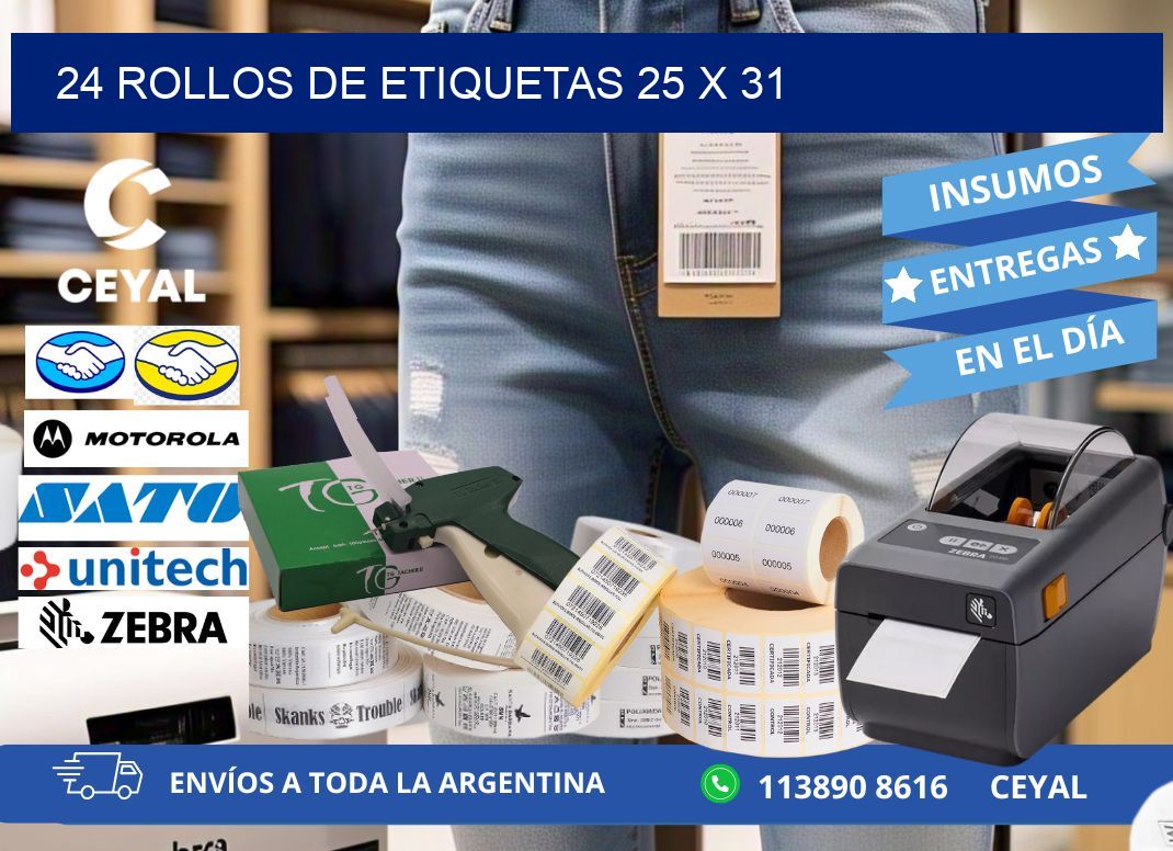 24 ROLLOS DE ETIQUETAS 25 x 31