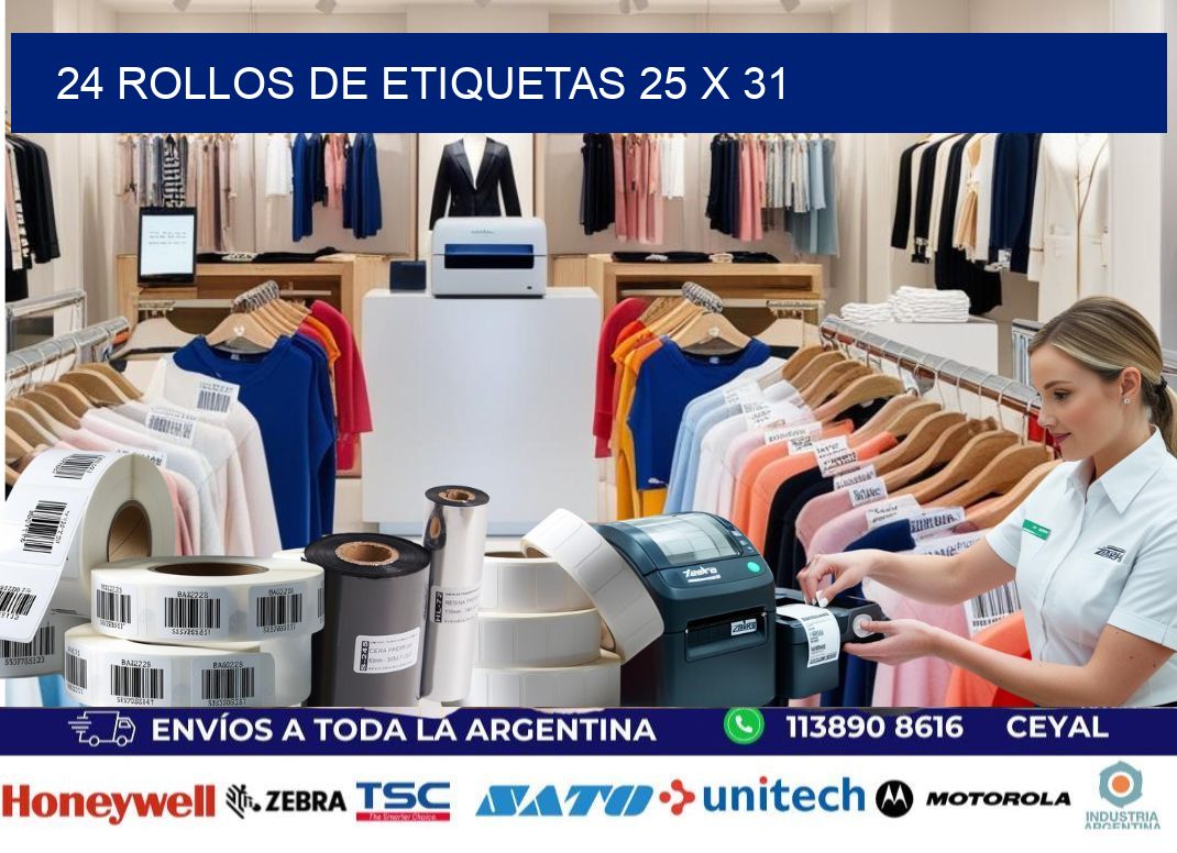 24 ROLLOS DE ETIQUETAS 25 x 31