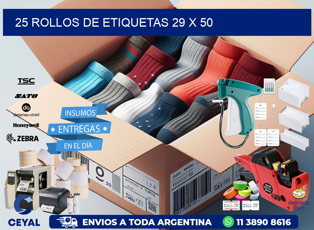 25 ROLLOS DE ETIQUETAS 29 x 50