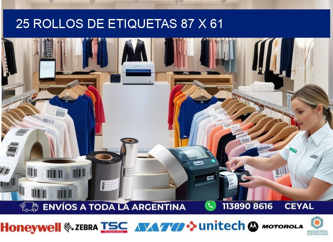 25 ROLLOS DE ETIQUETAS 87 x 61