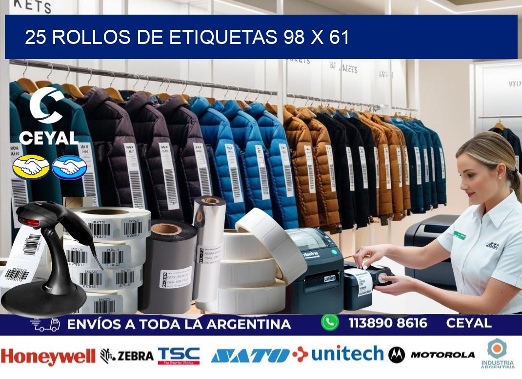 25 ROLLOS DE ETIQUETAS 98 x 61