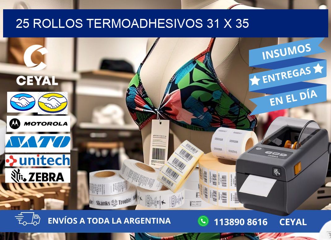 25 ROLLOS TERMOADHESIVOS 31 x 35