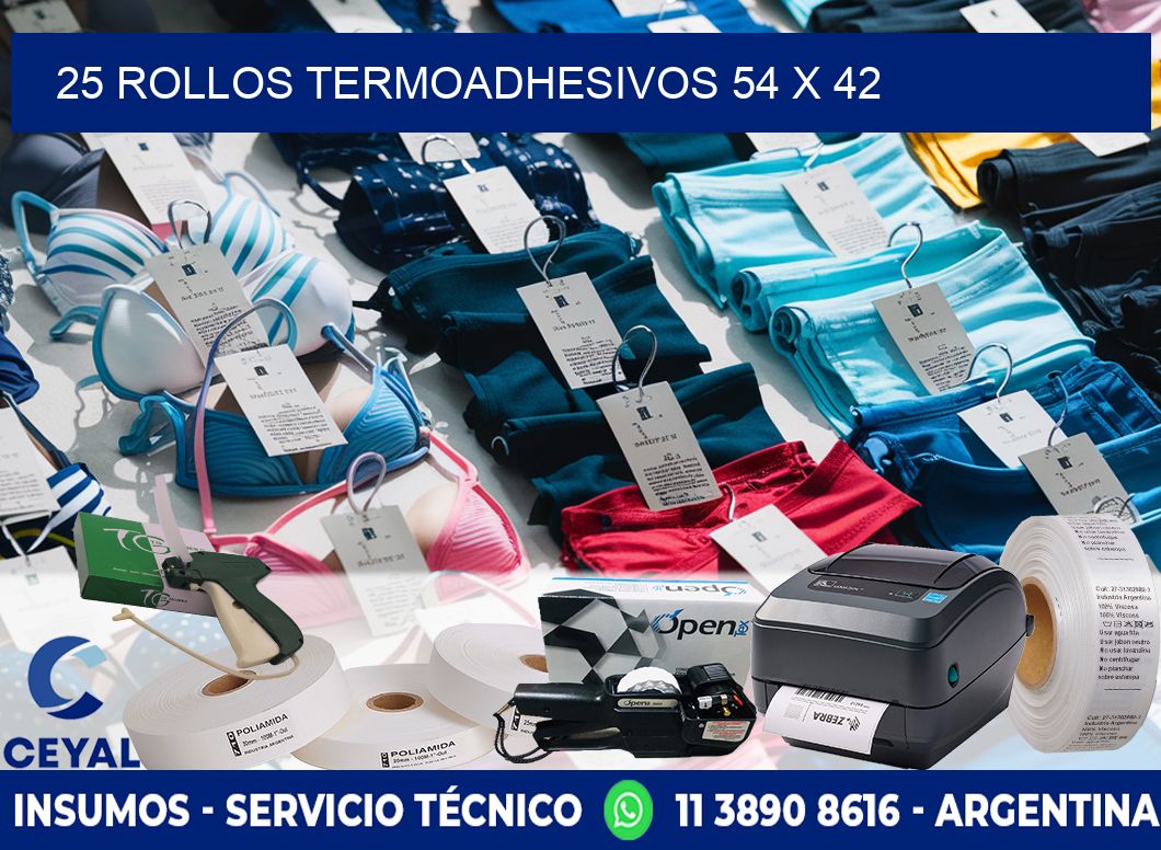25 ROLLOS TERMOADHESIVOS 54 x 42