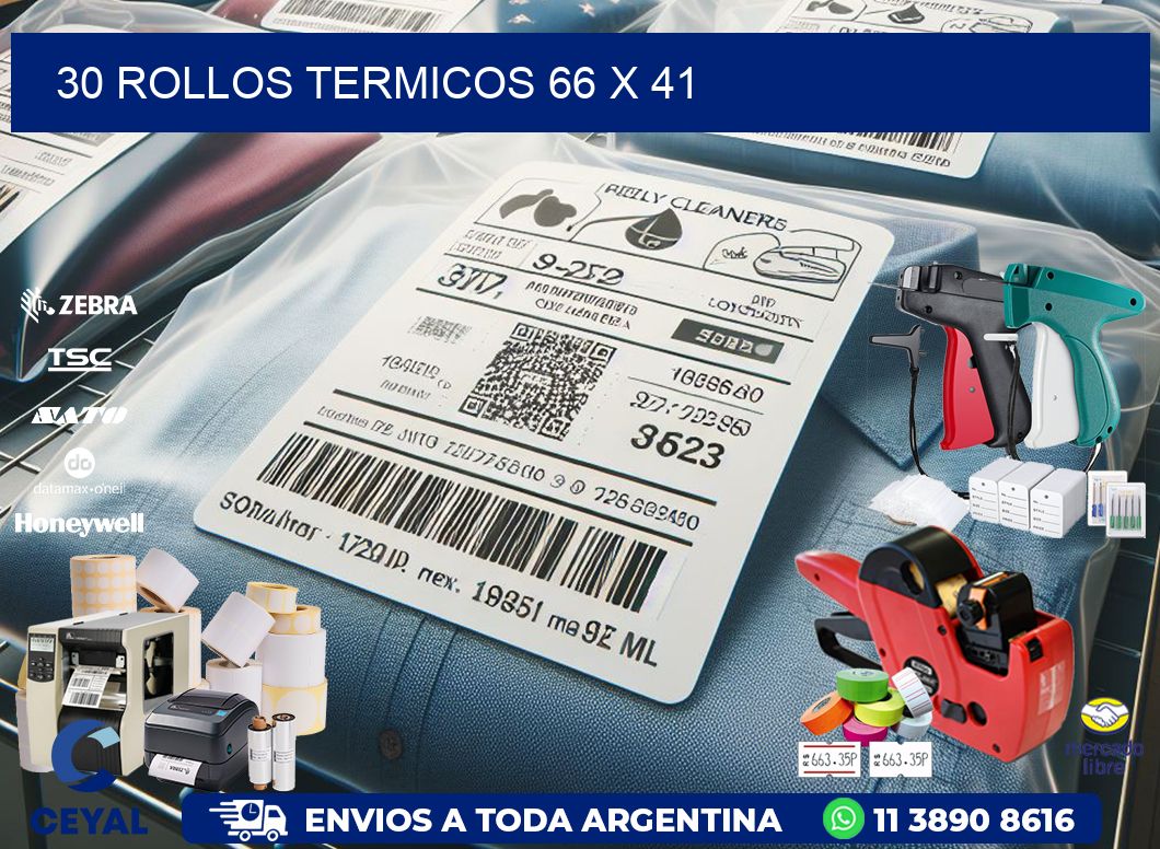 30 ROLLOS TERMICOS 66 x 41