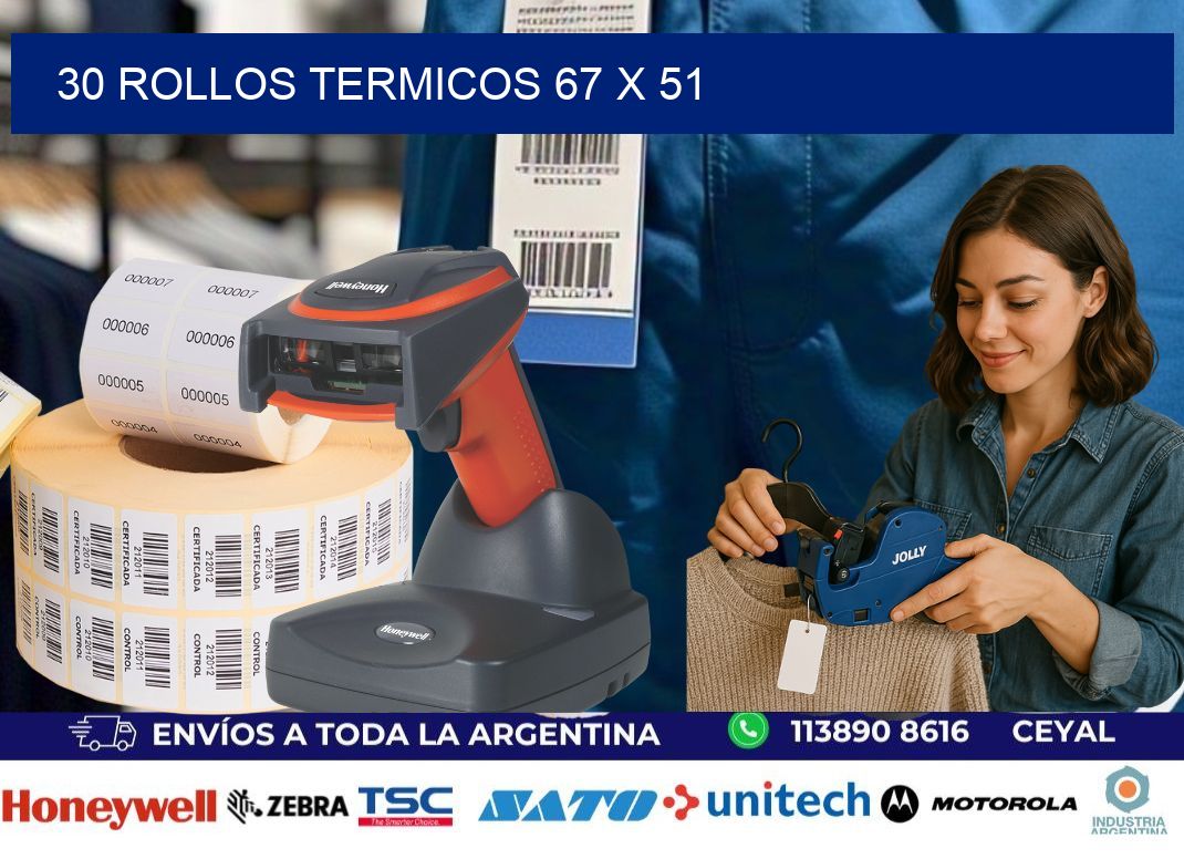 30 ROLLOS TERMICOS 67 x 51