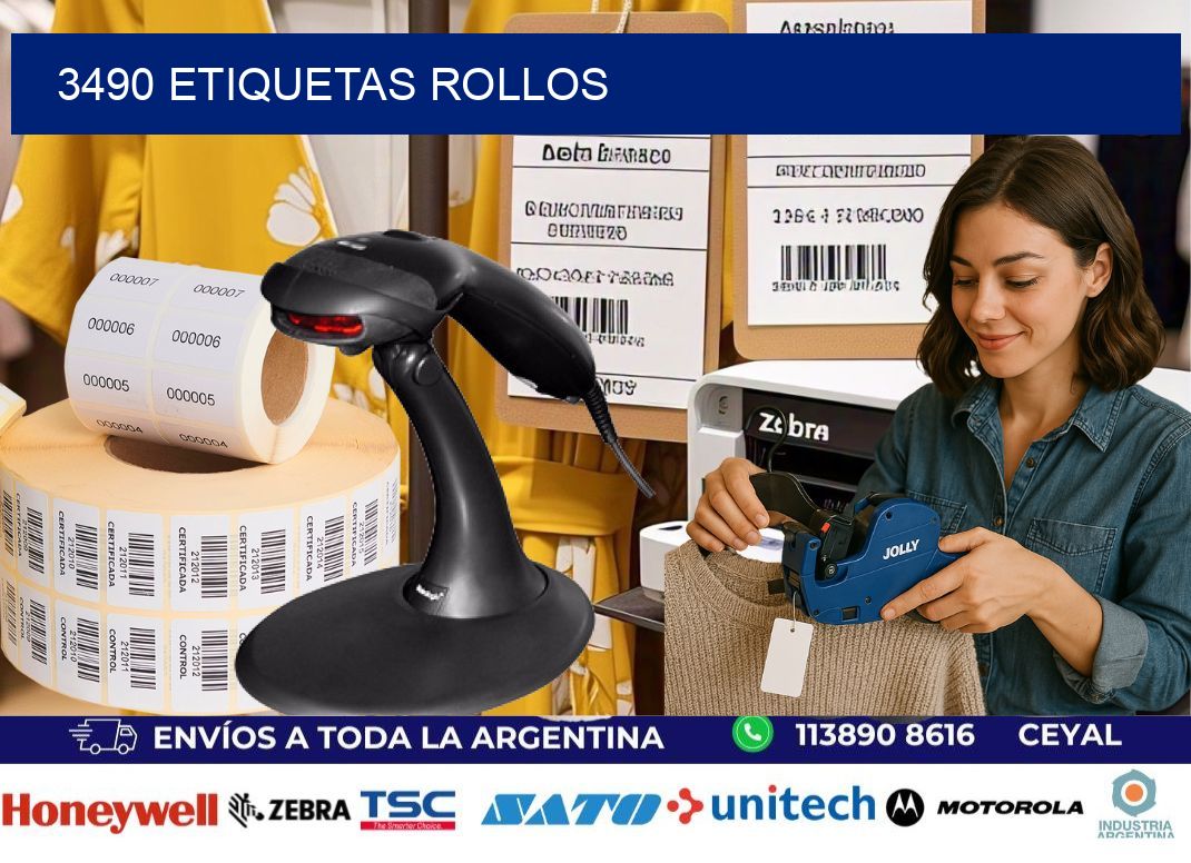 3490 etiquetas rollos