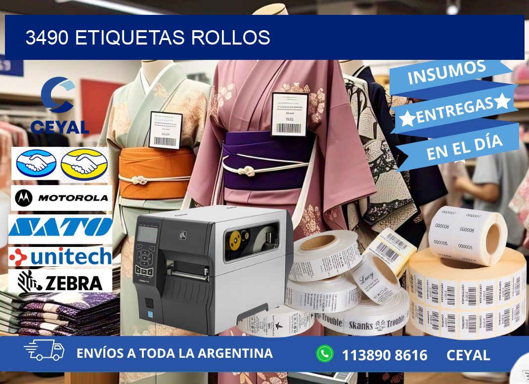 3490 etiquetas rollos