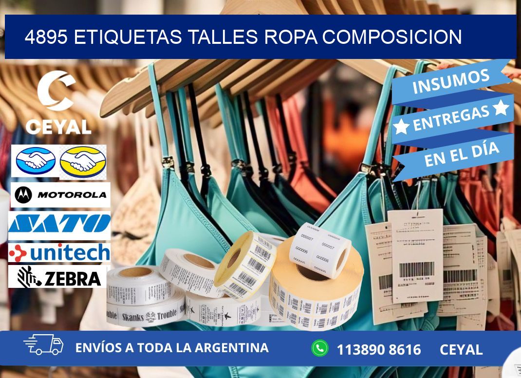 4895 ETIQUETAS TALLES ROPA COMPOSICION
