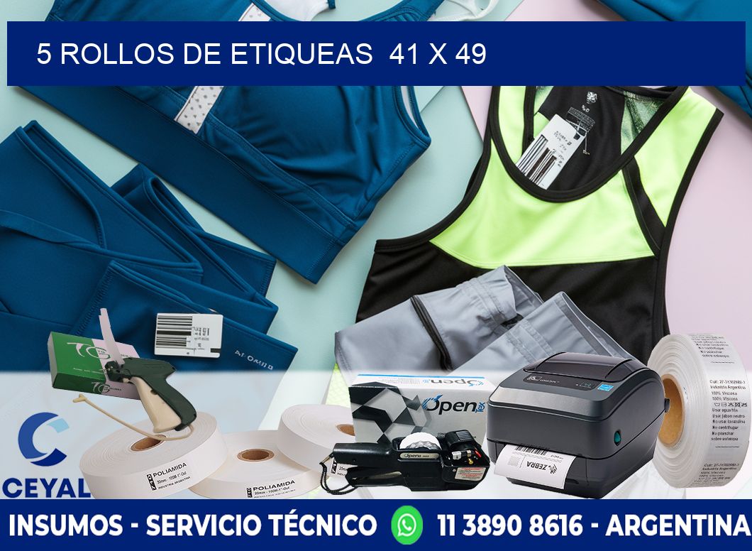5 ROLLOS DE ETIQUEAS  41 x 49