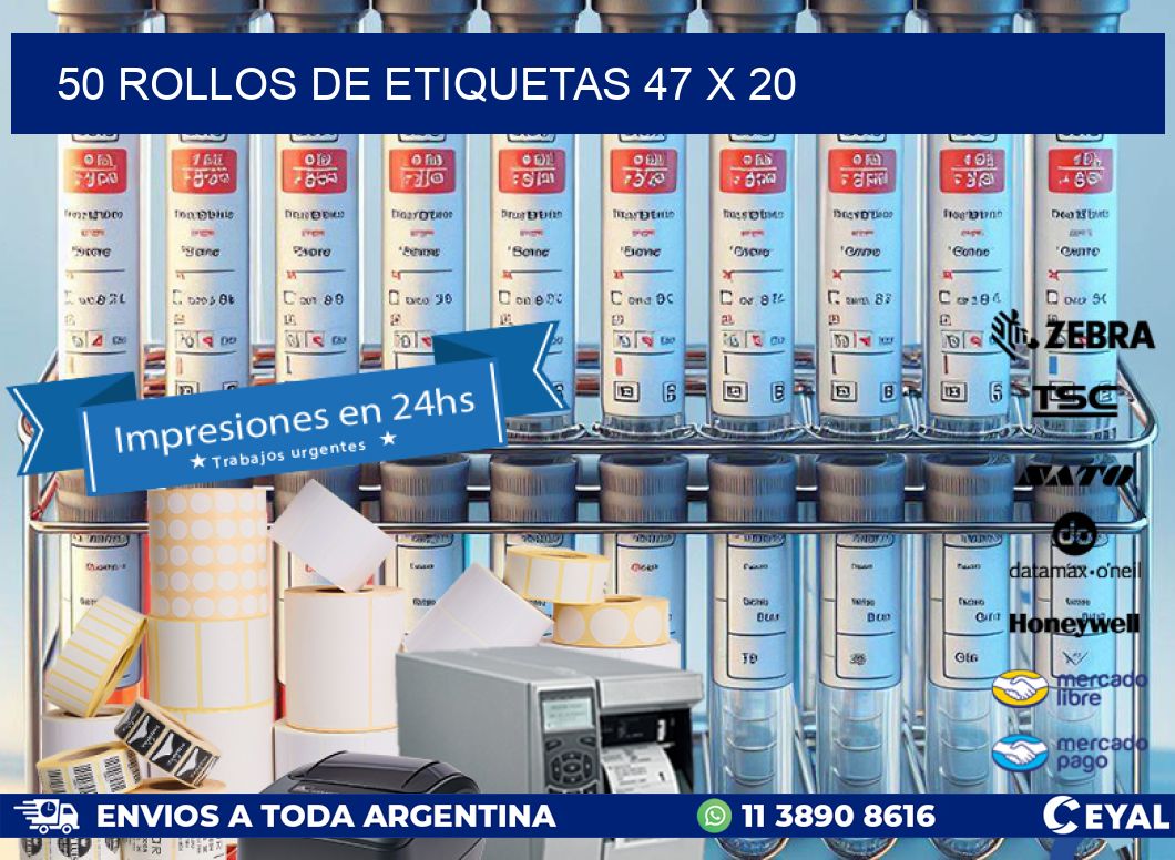 50 ROLLOS DE ETIQUETAS 47 x 20