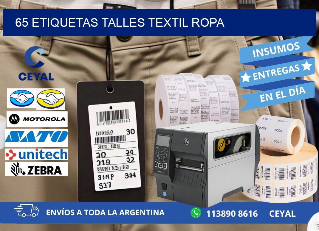 65 ETIQUETAS TALLES TEXTIL ROPA