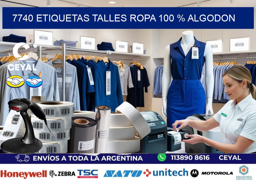 7740 ETIQUETAS TALLES ROPA 100 % ALGODON
