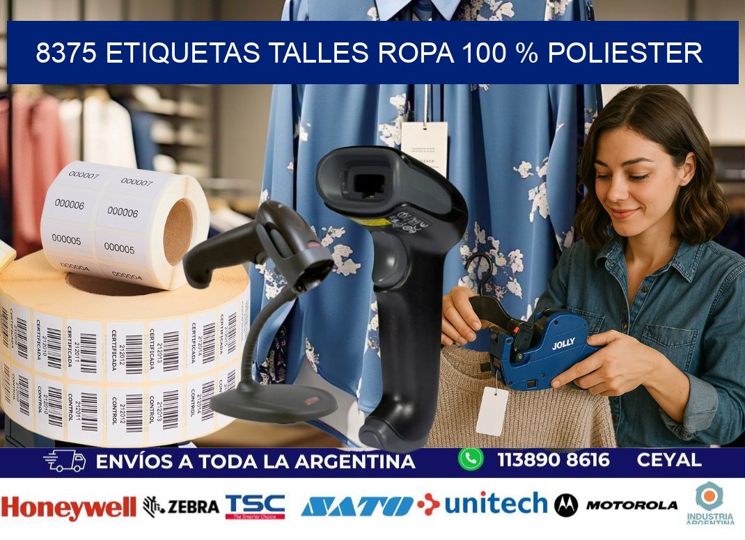 8375 ETIQUETAS TALLES ROPA 100 % POLIESTER